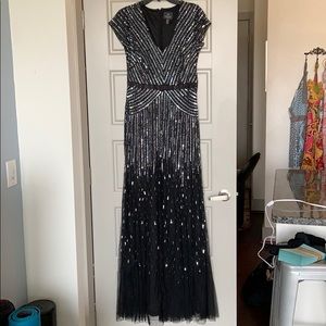 Adrianna Papell formal black beaded gown